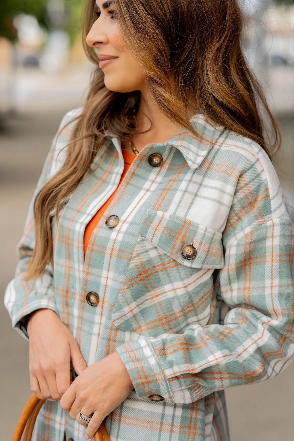 Fringe Bottom Plaid Tunic Shacket