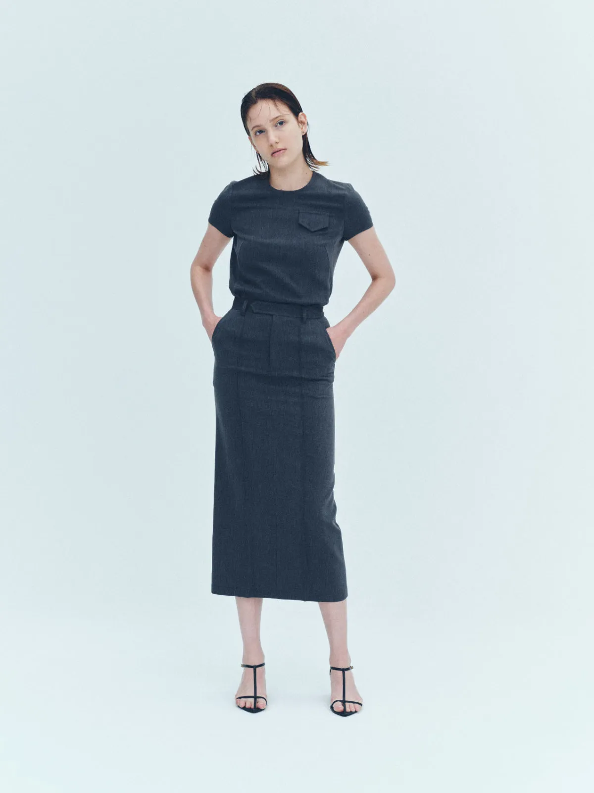 Front pin tuck pencil Skirt