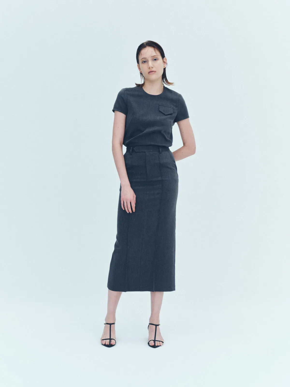 Front pin tuck pencil Skirt