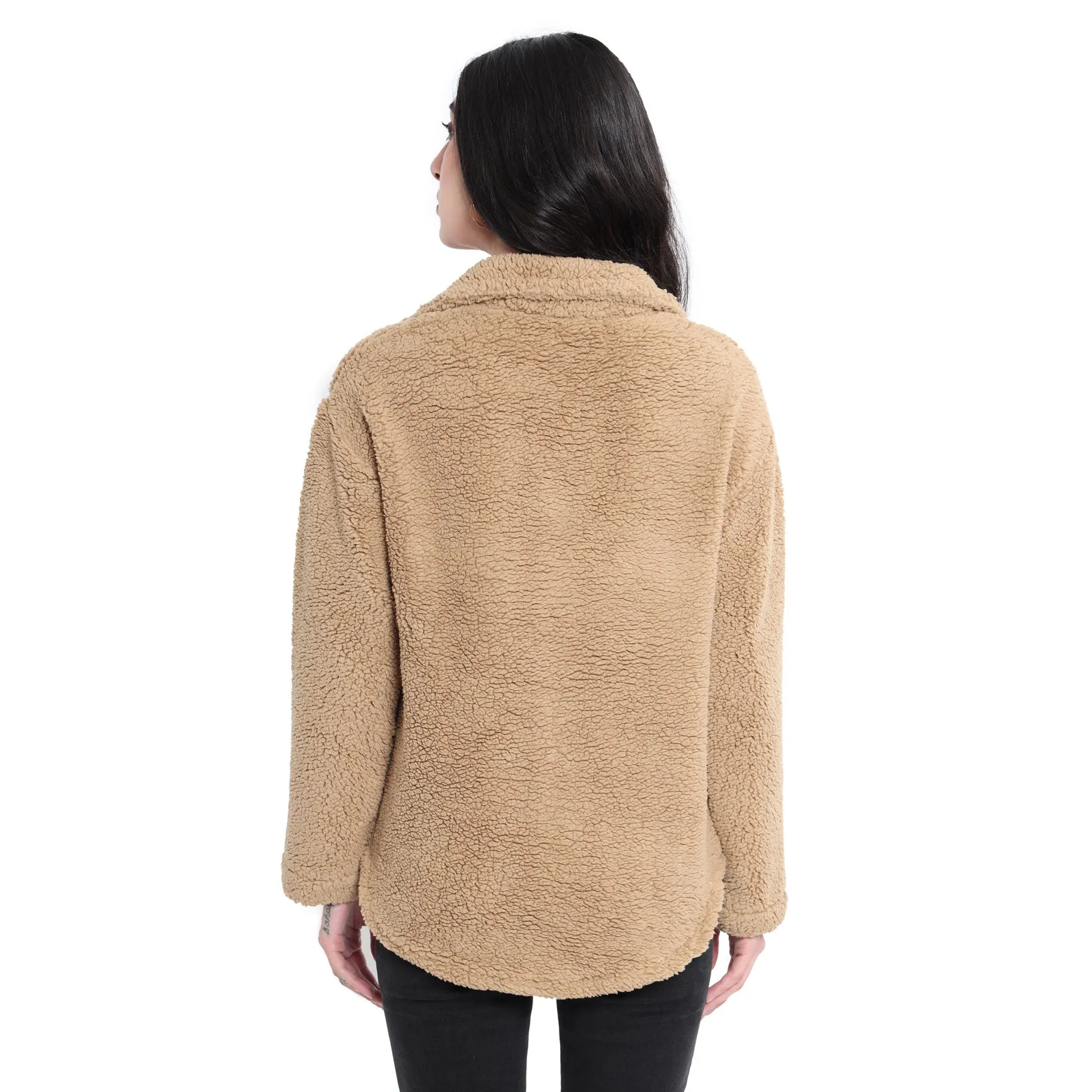 Furried-In Shacket Sweater