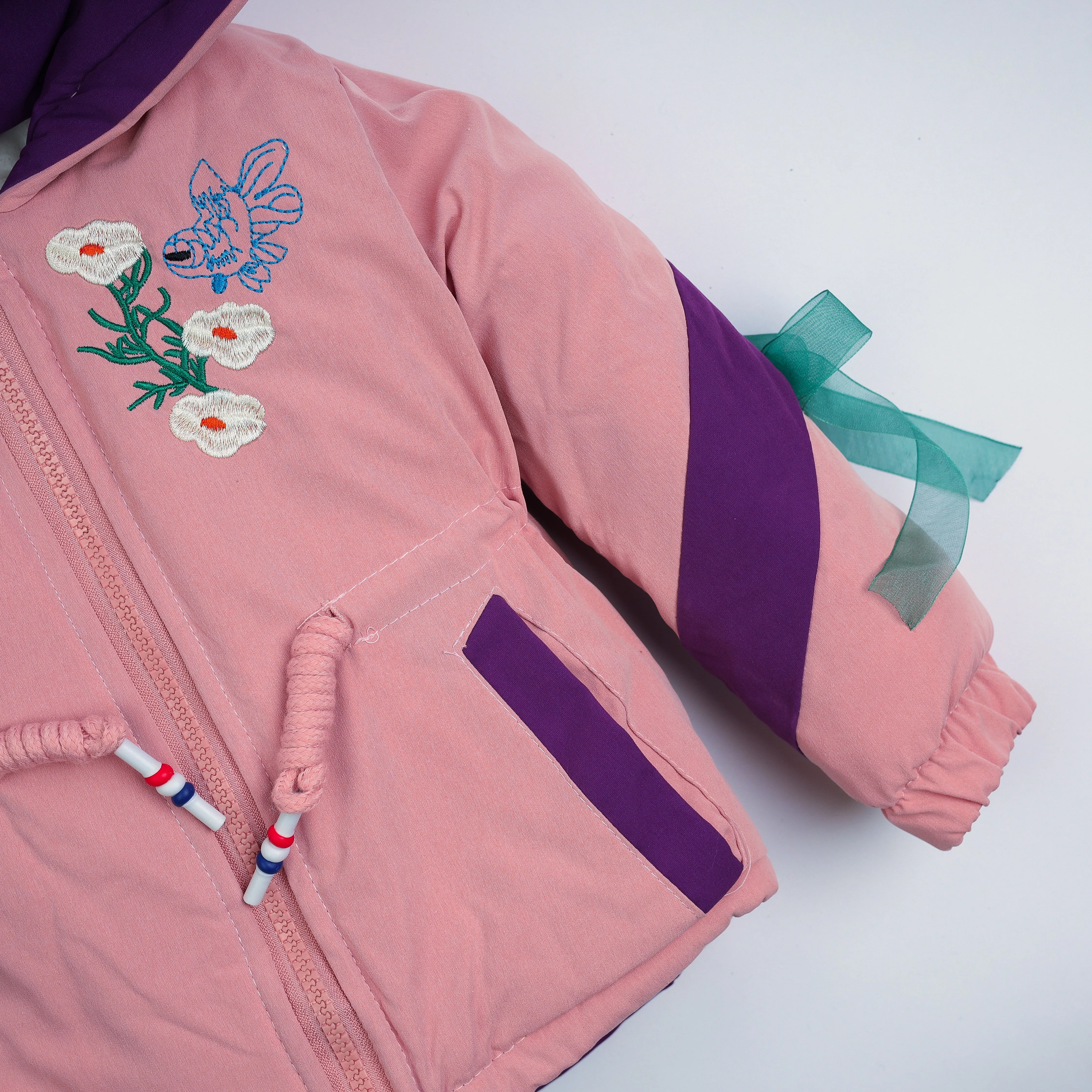 Gabardine Floral Quilted Jacket For Girls 7229