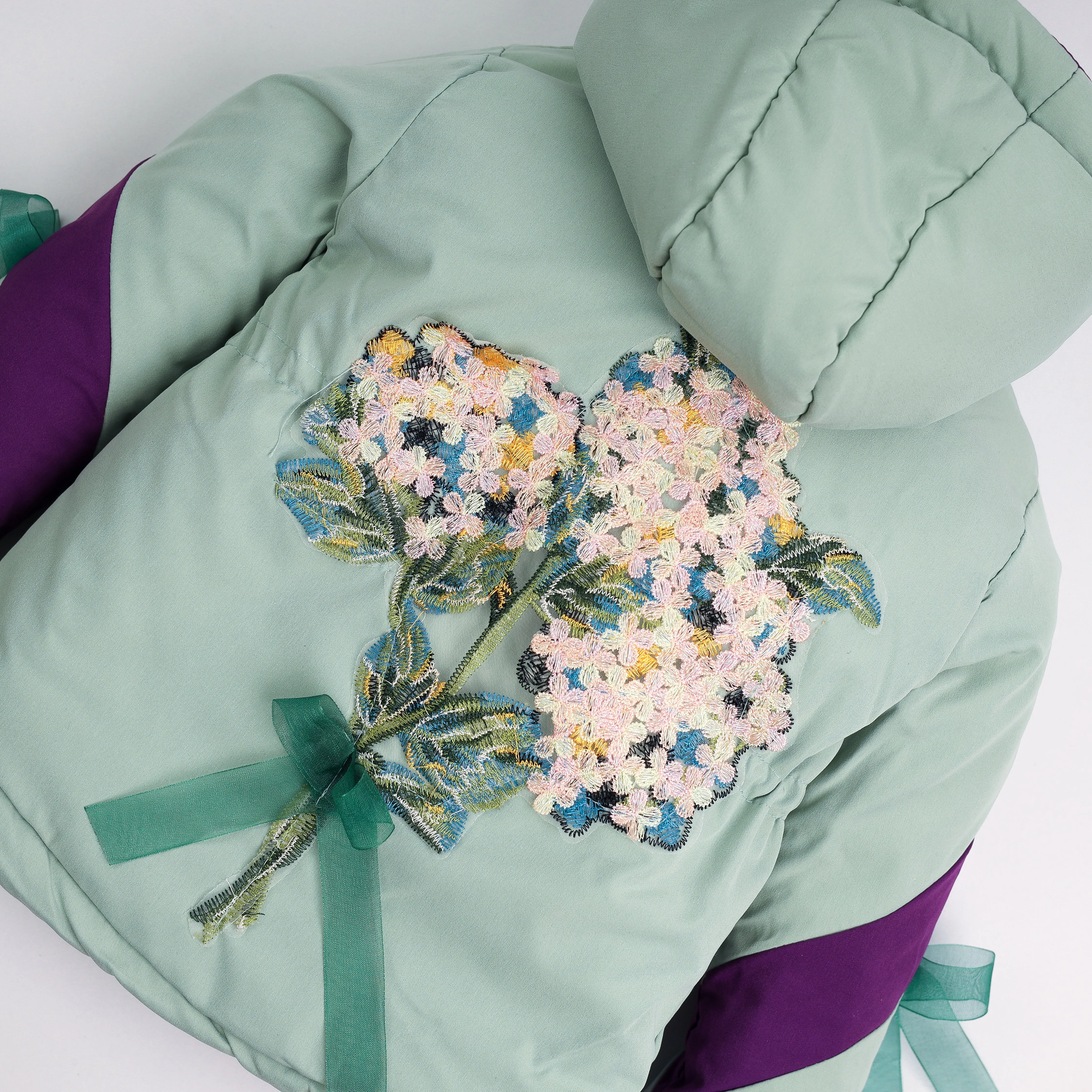 Gabardine Floral Quilted Jacket For Girls " Mint Green " 7228