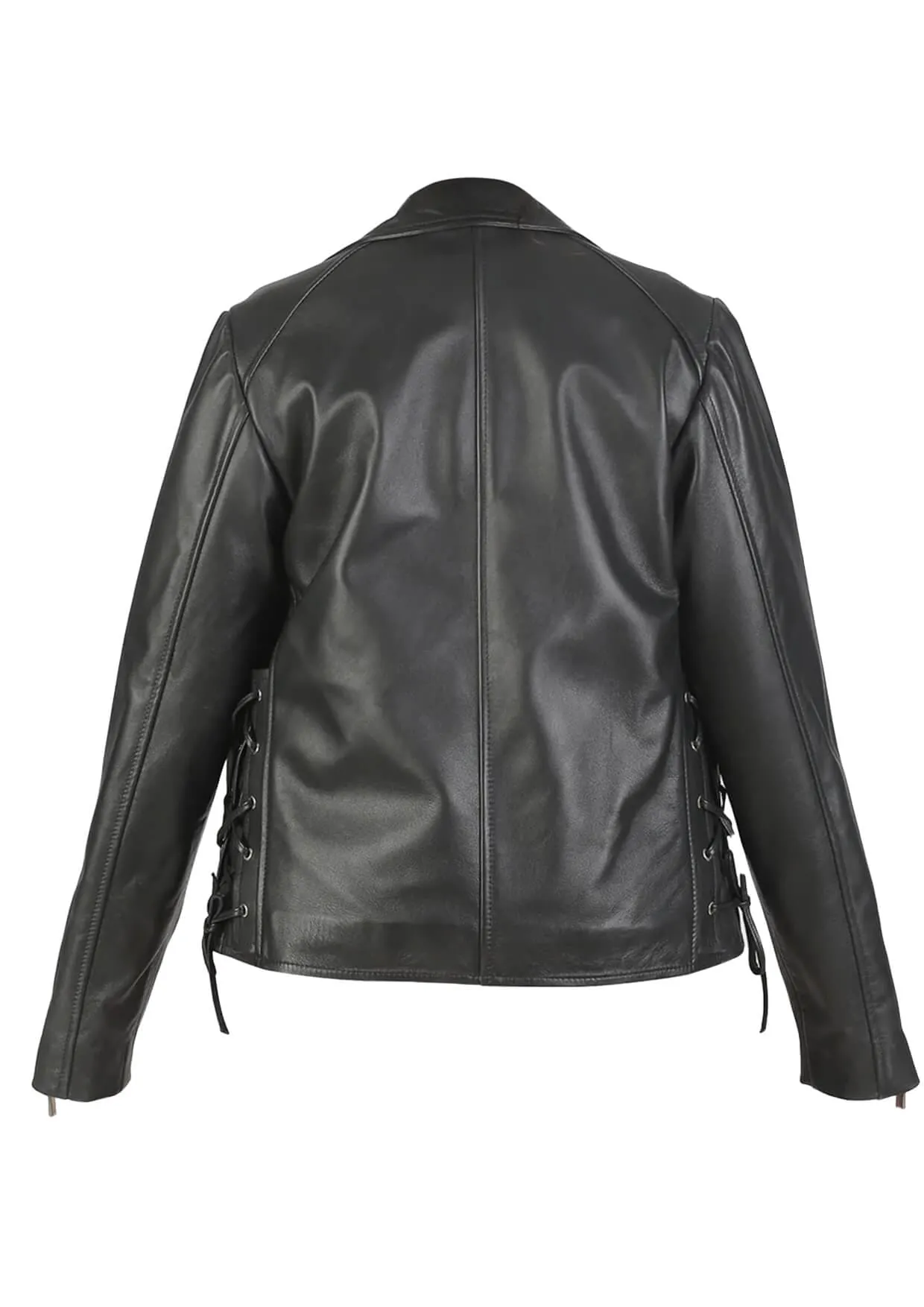 Gaia Belted Leather Biker Jacket