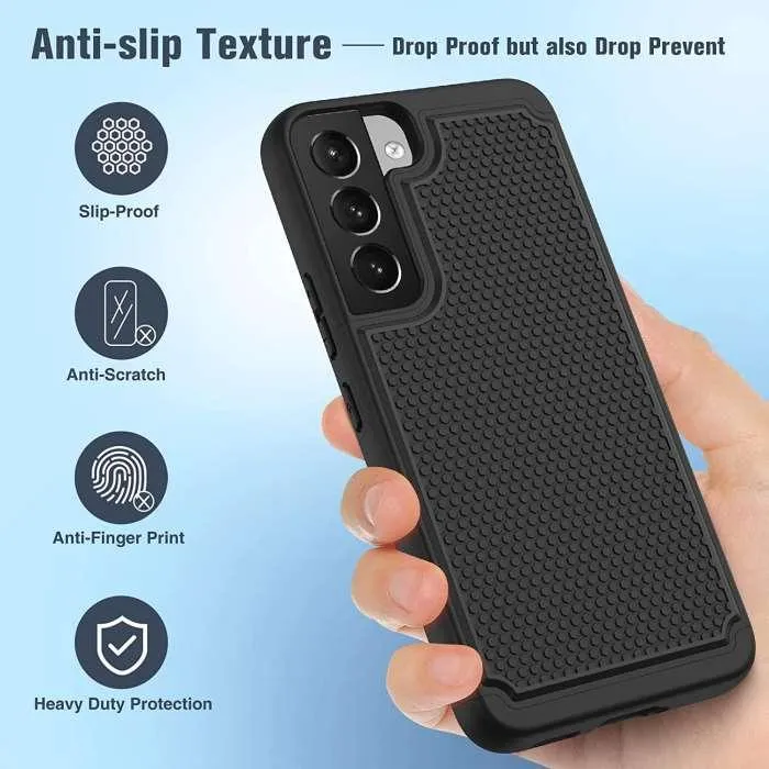 Galaxy S22 5G 6.1 inches Military Grade Rugged Bumper Cover with Non Slip Textured Back