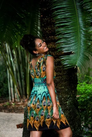 Gem Short Dress - Peacock Green