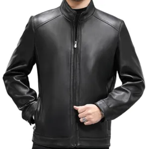 Genuine Lambskin Leather Jacket for Men - Real Leather Coat Business Casual Black Leather Jacket LAMBSKIN COAT