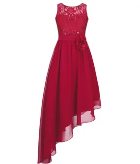 Girl's Flower Dress - Burgundy