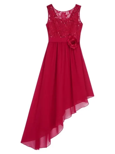 Girl's Flower Dress - Burgundy