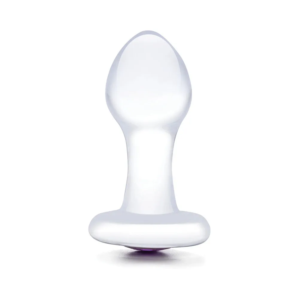 Glas 3.5 in. Bling Bling Glass Butt Plug with Purple Gem Base