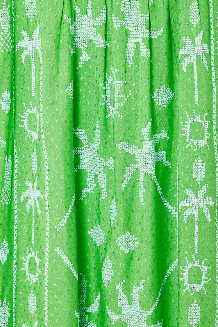 Green Palm Cross Stitch Belle Dress