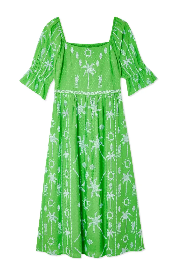 Green Palm Cross Stitch Belle Dress