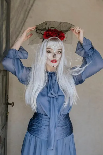 Halloween Headband with Veil and Roses