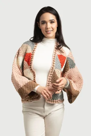 Hand-Crocheted Geometric Short Jacket