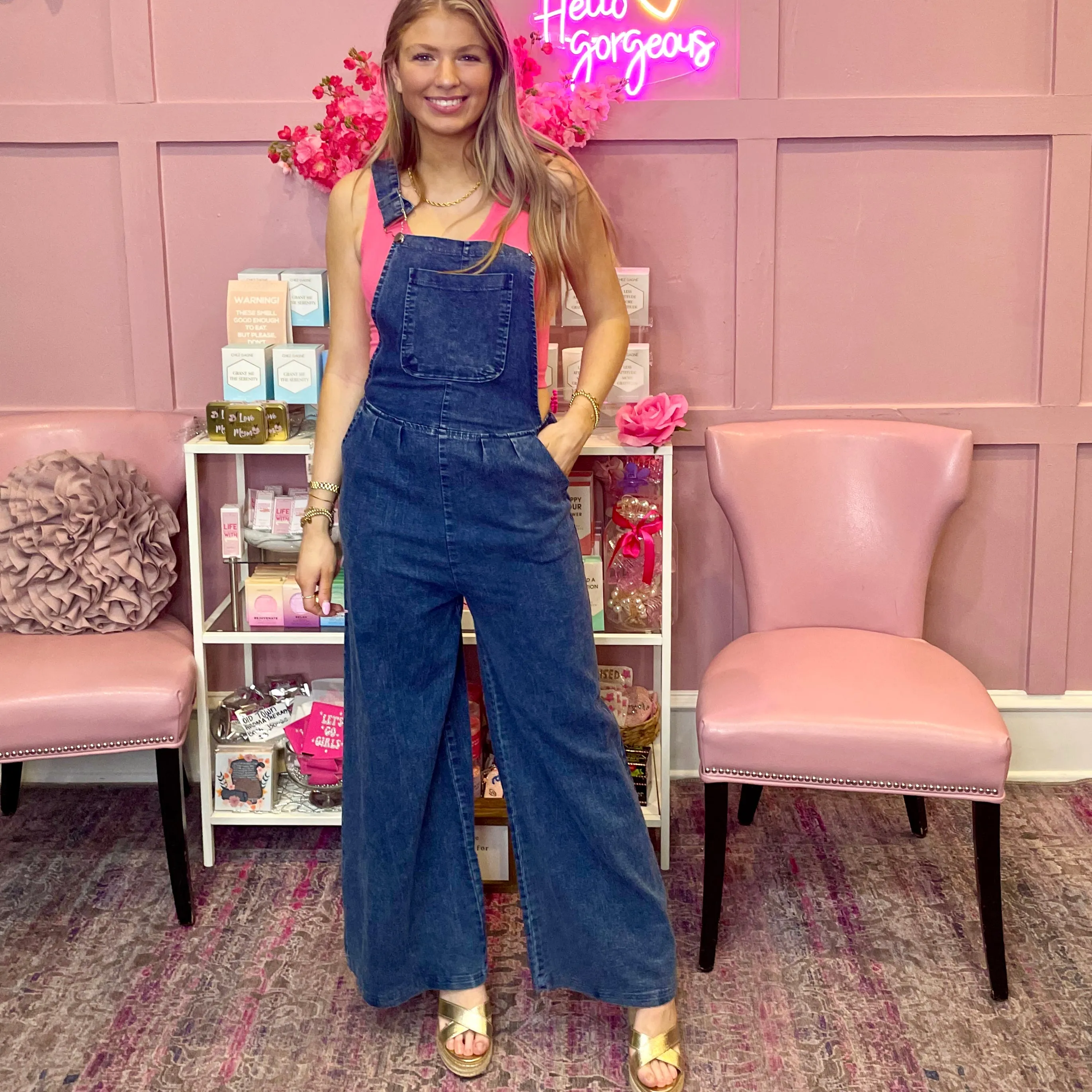 Hard Work Loose Wide Leg Denim Jumpsuit