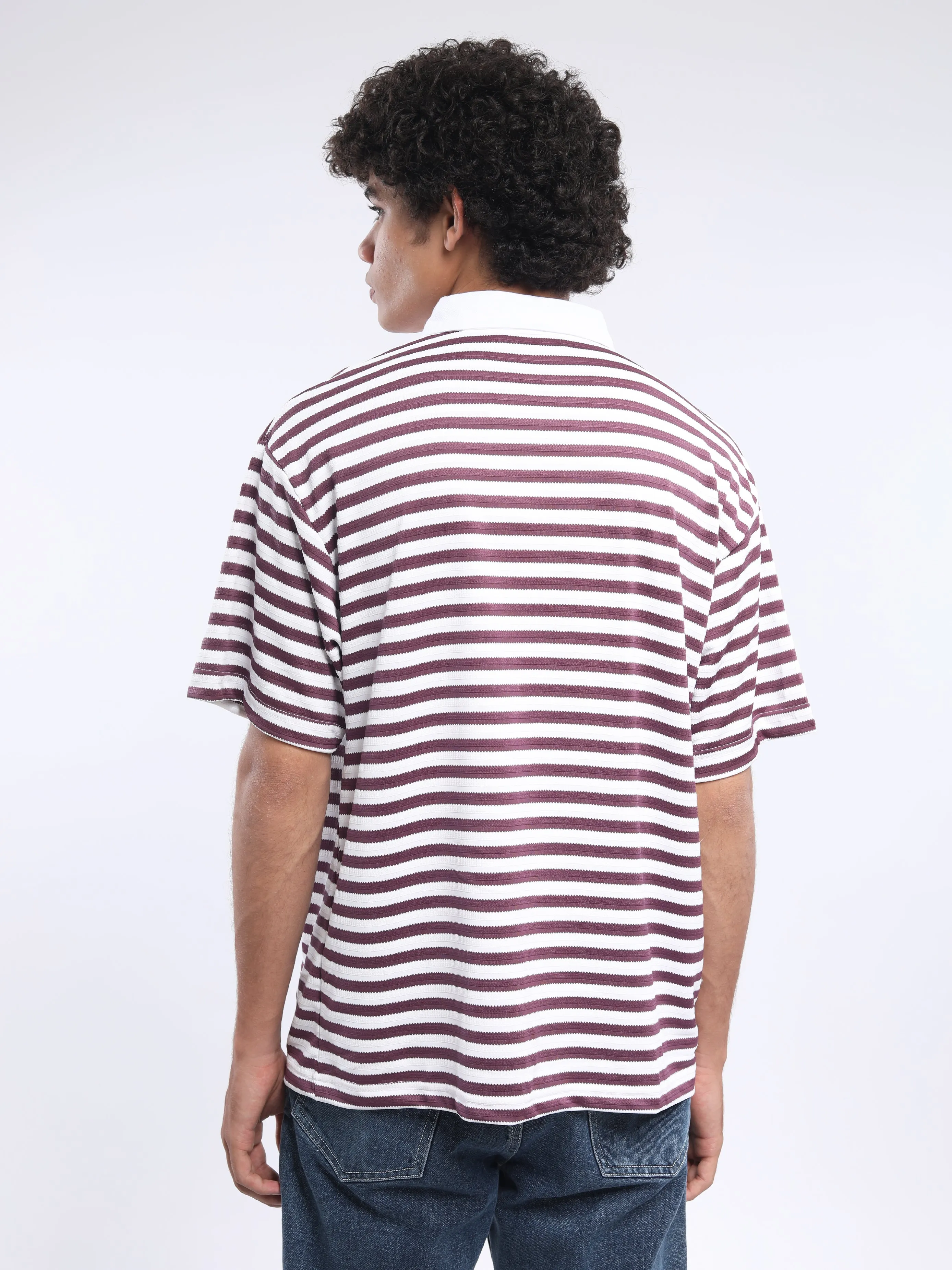 Helga - Striped Polo T-Shirt - Turkish Rose