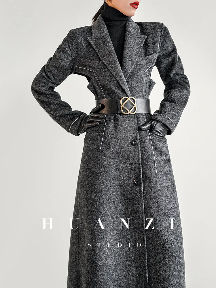 Huanzi high-end waist sheep wool double-sided autumn winter coat - fiee