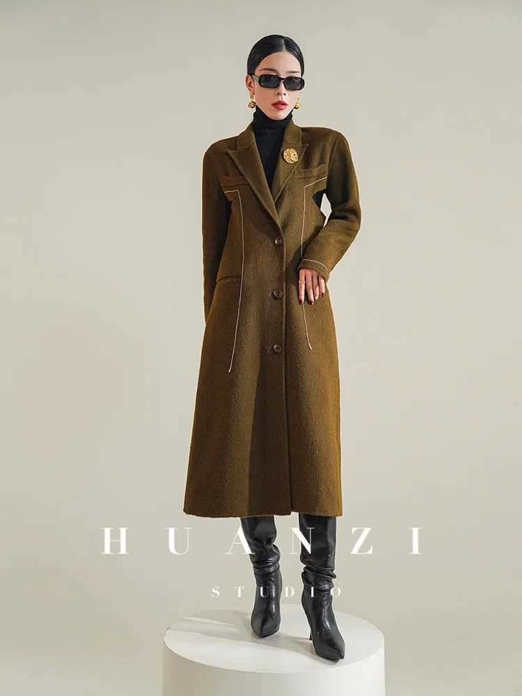 Huanzi high-end waist sheep wool double-sided autumn winter coat - fiee