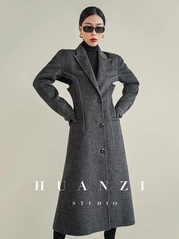 Huanzi high-end waist sheep wool double-sided autumn winter coat - fiee