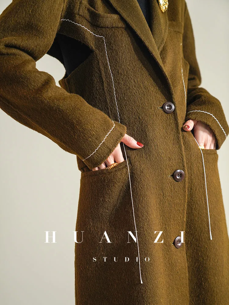 Huanzi high-end waist sheep wool double-sided autumn winter coat - fiee