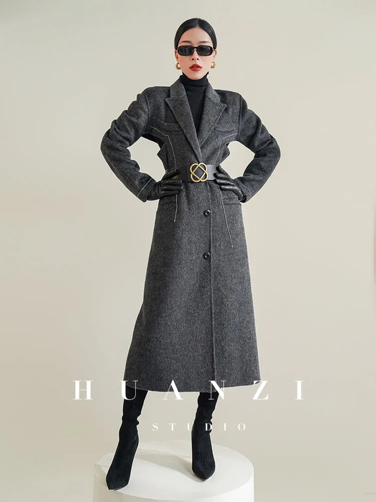 Huanzi high-end waist sheep wool double-sided autumn winter coat - fiee