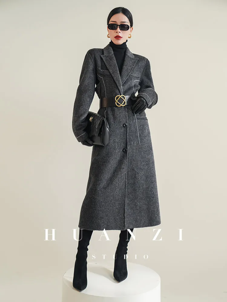 Huanzi high-end waist sheep wool double-sided autumn winter coat - fiee