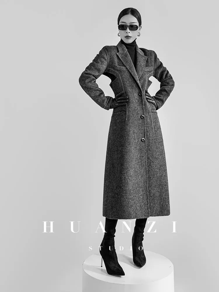 Huanzi high-end waist sheep wool double-sided autumn winter coat - fiee