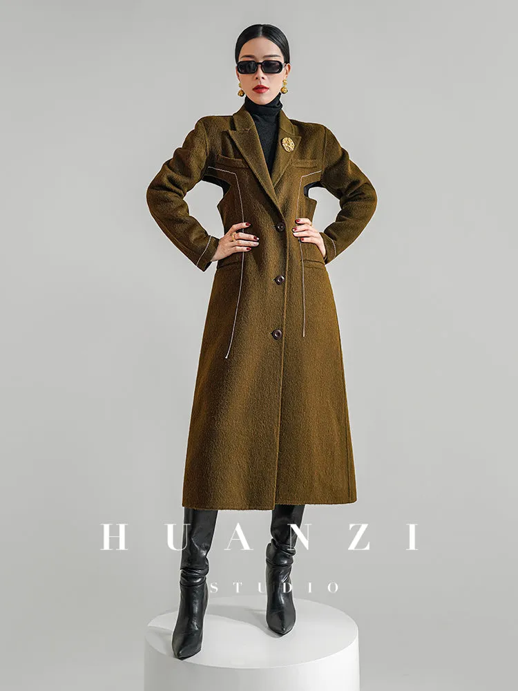 Huanzi high-end waist sheep wool double-sided autumn winter coat - fiee