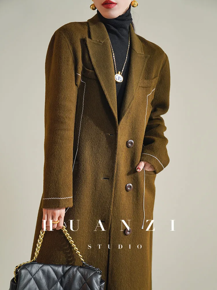 Huanzi high-end waist sheep wool double-sided autumn winter coat - fiee