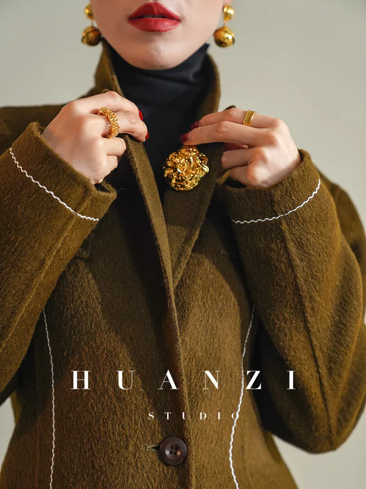 Huanzi high-end waist sheep wool double-sided autumn winter coat - fiee