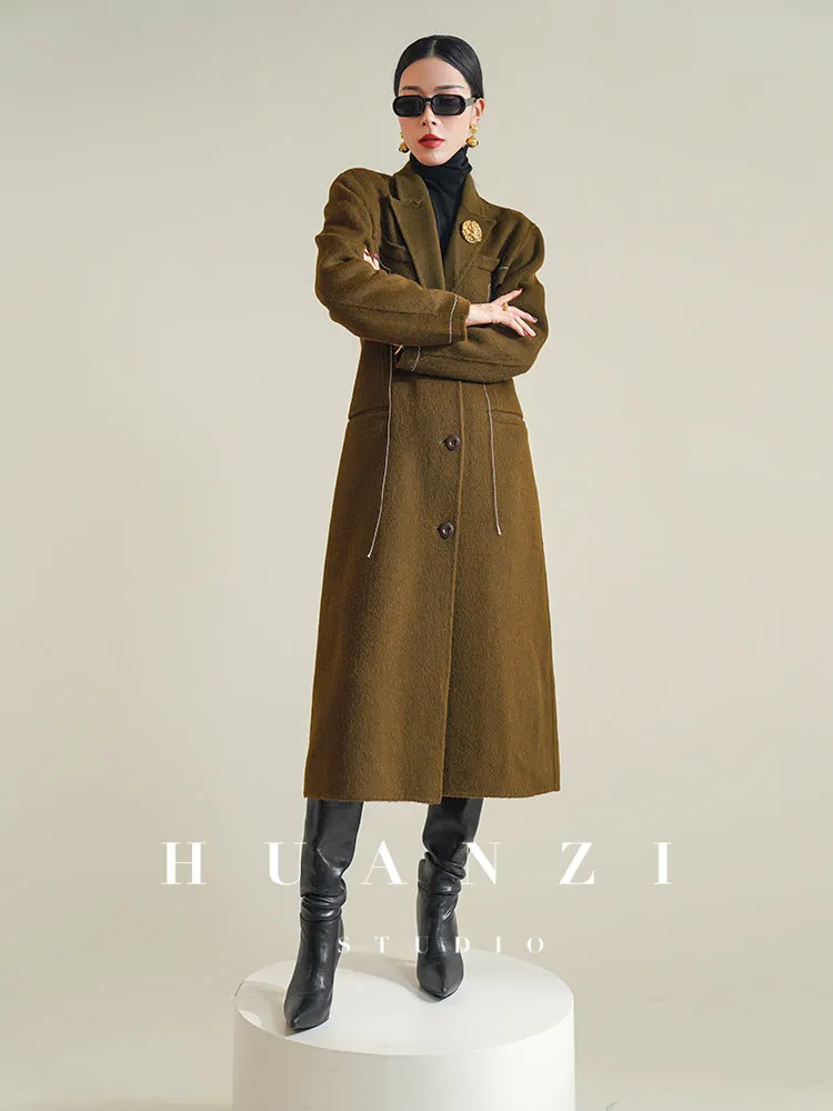 Huanzi high-end waist sheep wool double-sided autumn winter coat - fiee