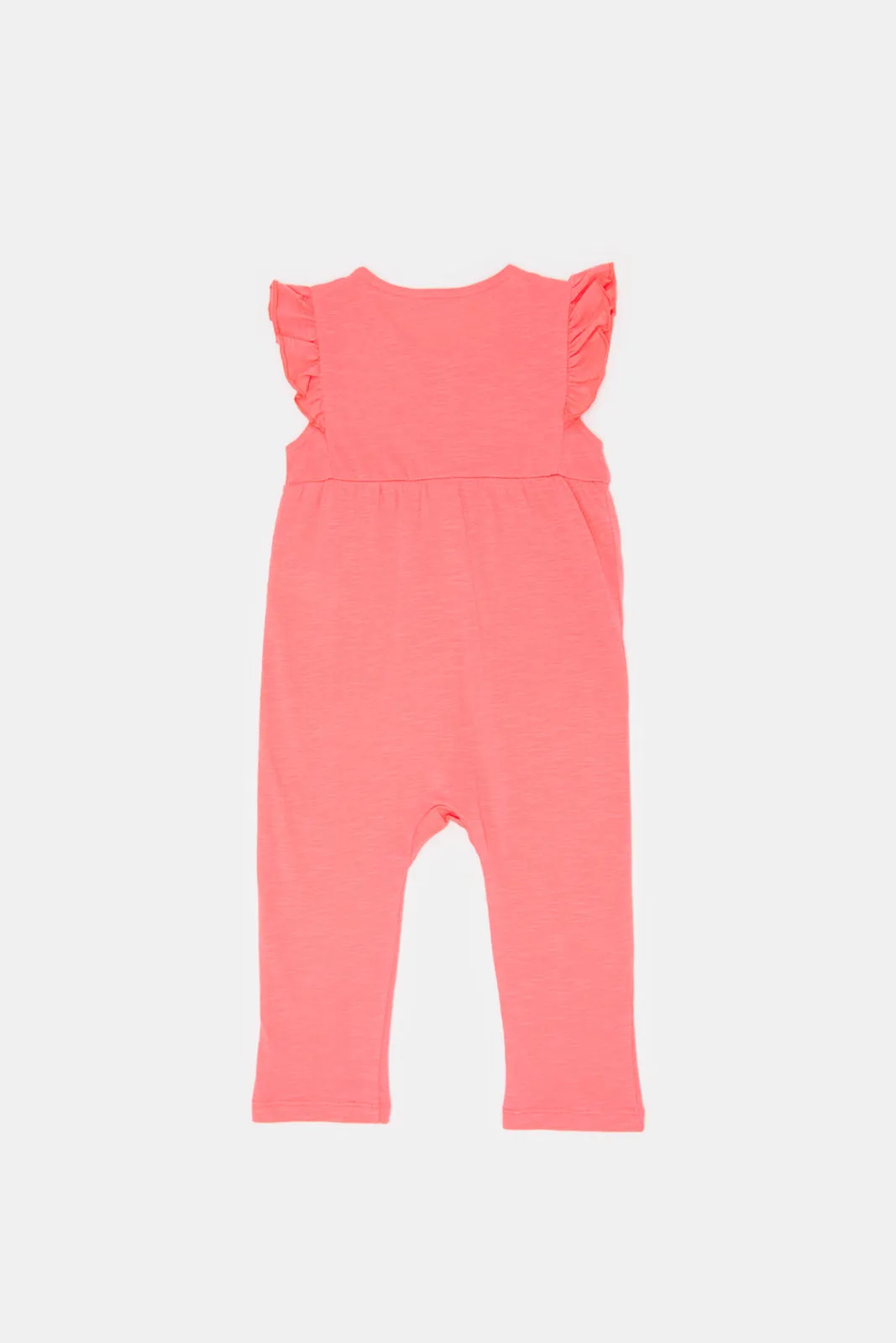 Infant Girls Fuchsia Front Button Plain Jumpsuit