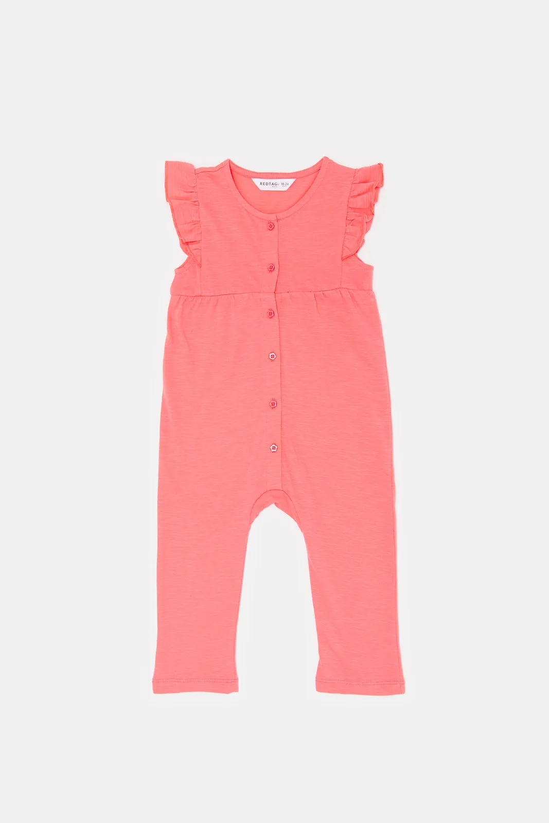 Infant Girls Fuchsia Front Button Plain Jumpsuit