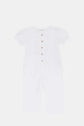 Infant Girls White Schiffli Jumpsuit