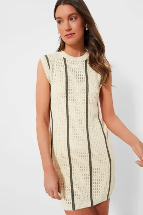 Ivory and Army Green Stripe Lanie Dress