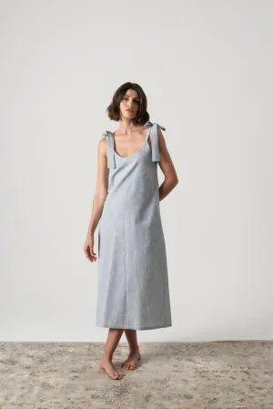 Jakob Linen Slip Dress French Blue Stripe