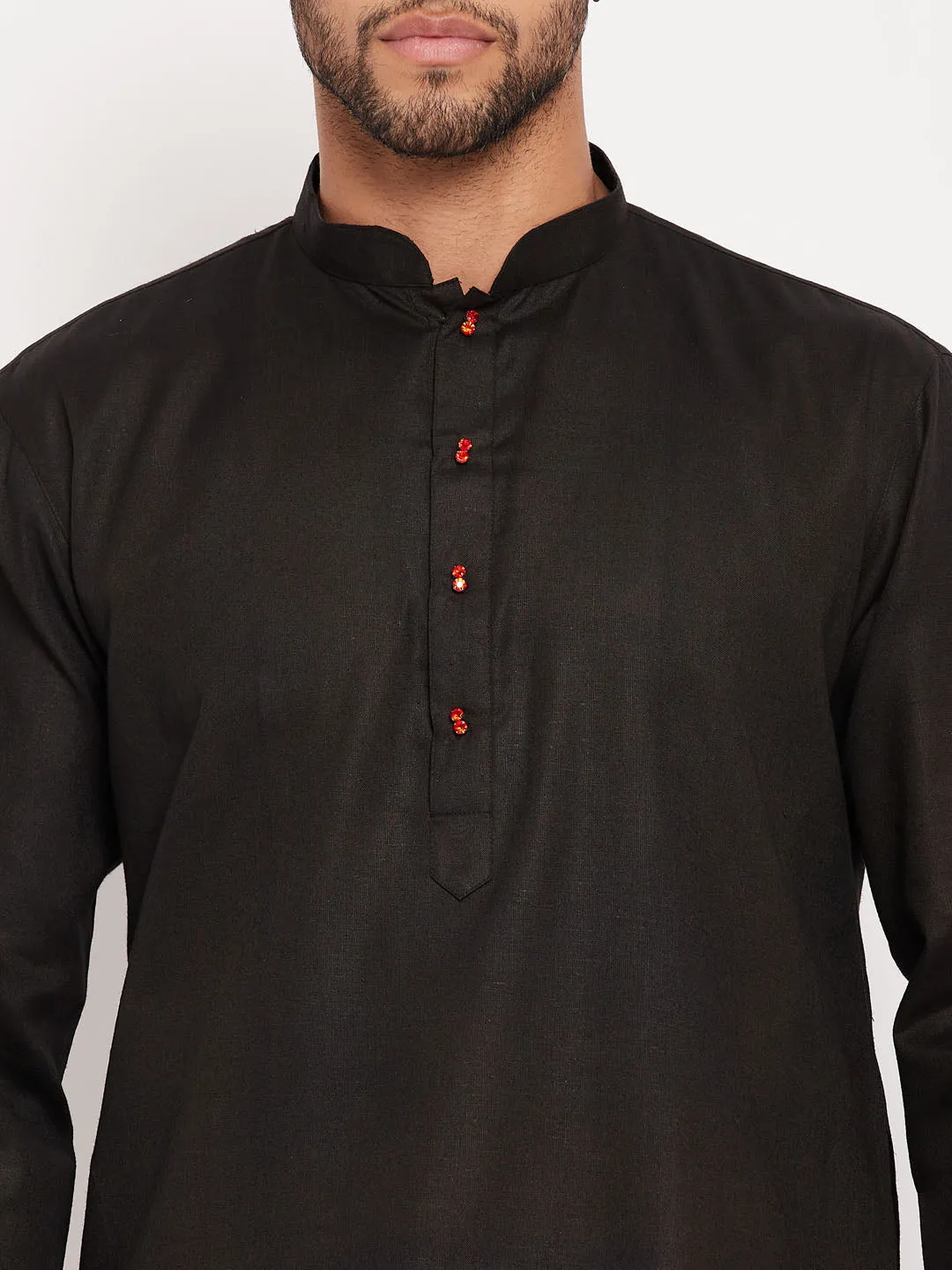 Jashvi Men's Black Kurta And Pyjama Set