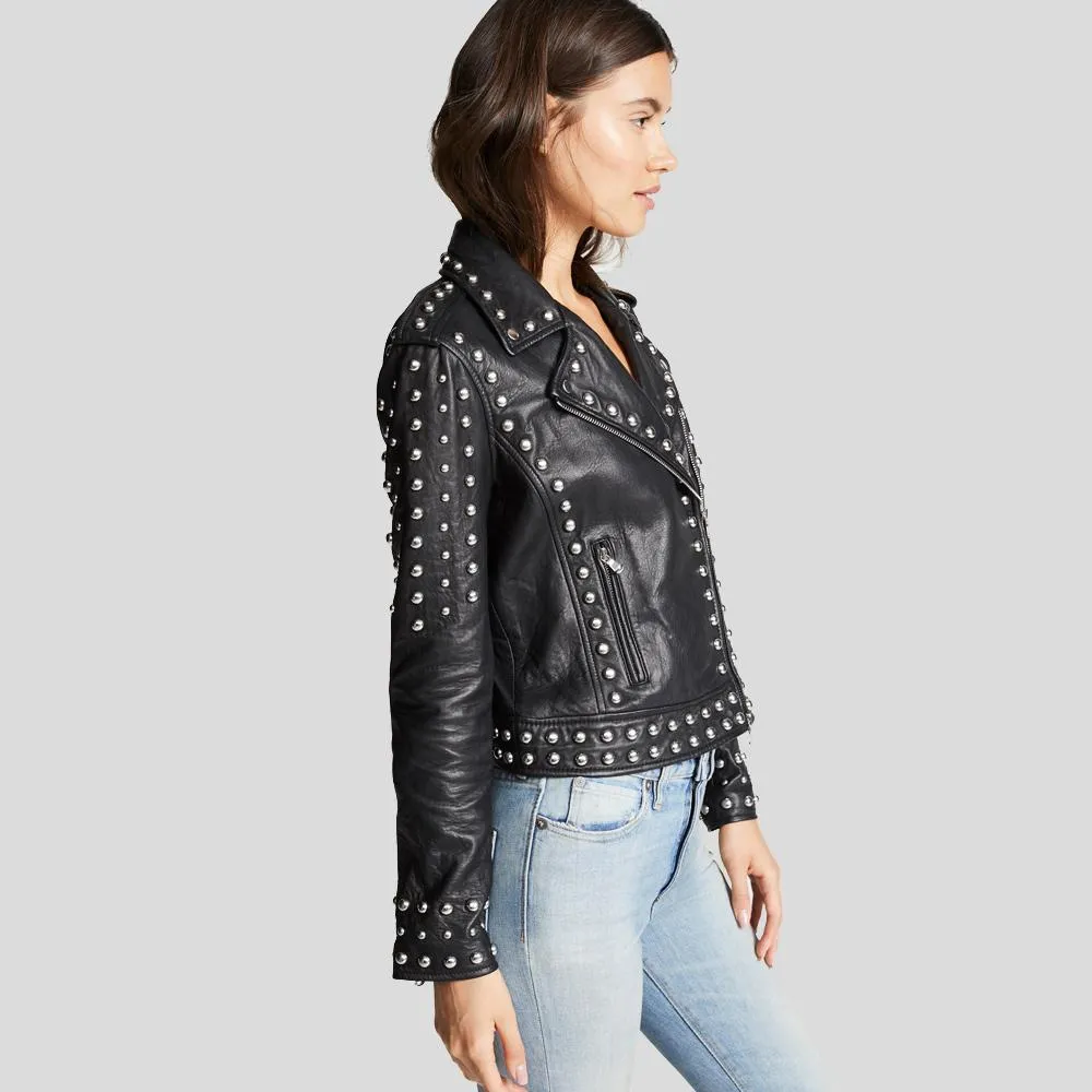 Jasmine Black Studded Leather Jacket