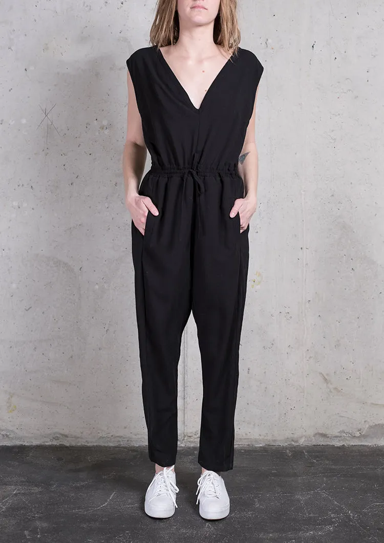 JUMPSUIT-ELASTIC WAIST - black