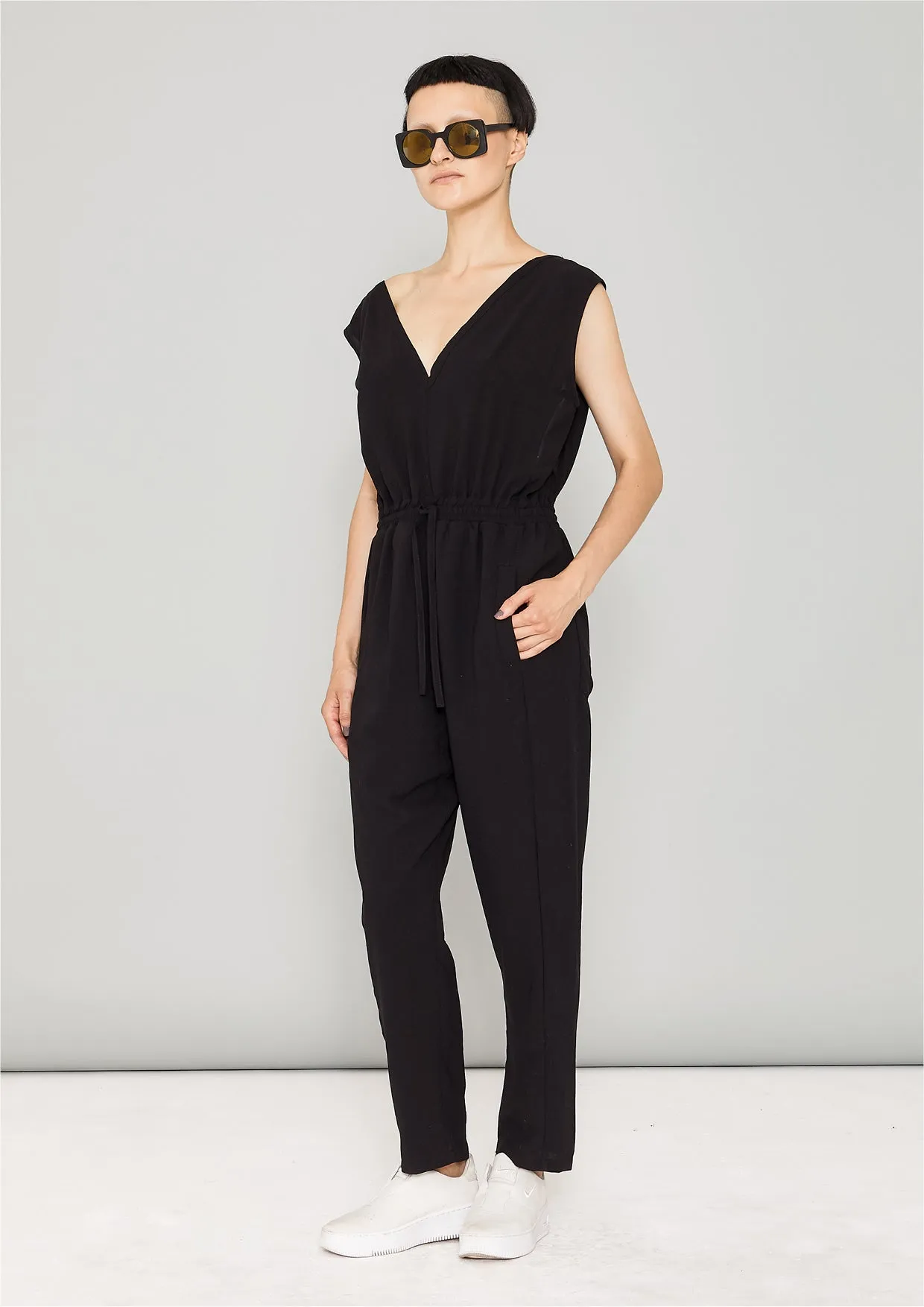 JUMPSUIT-ELASTIC WAIST - black