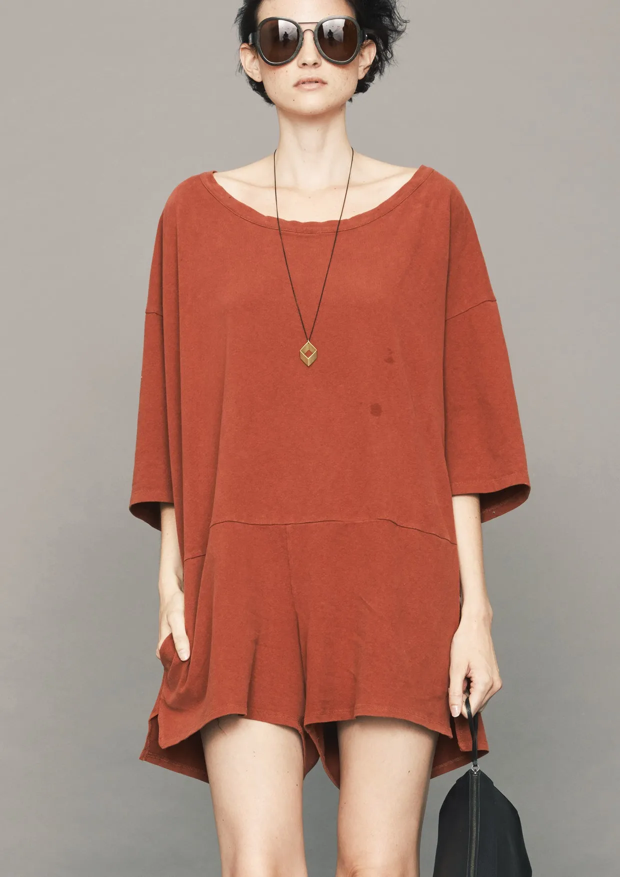 JUMPSUIT SHORT - CUTE COTTON rust