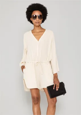 JUMPSUIT SHORT-LOOSE/BELT - creme