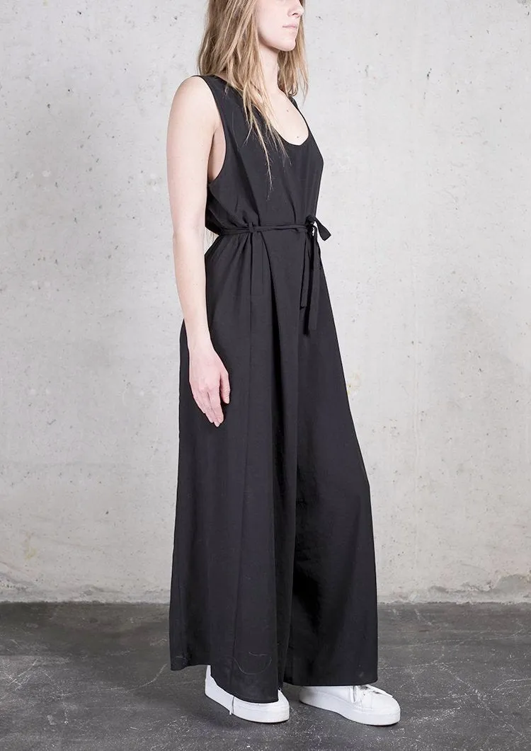 JUMPSUIT WIDE - black plain