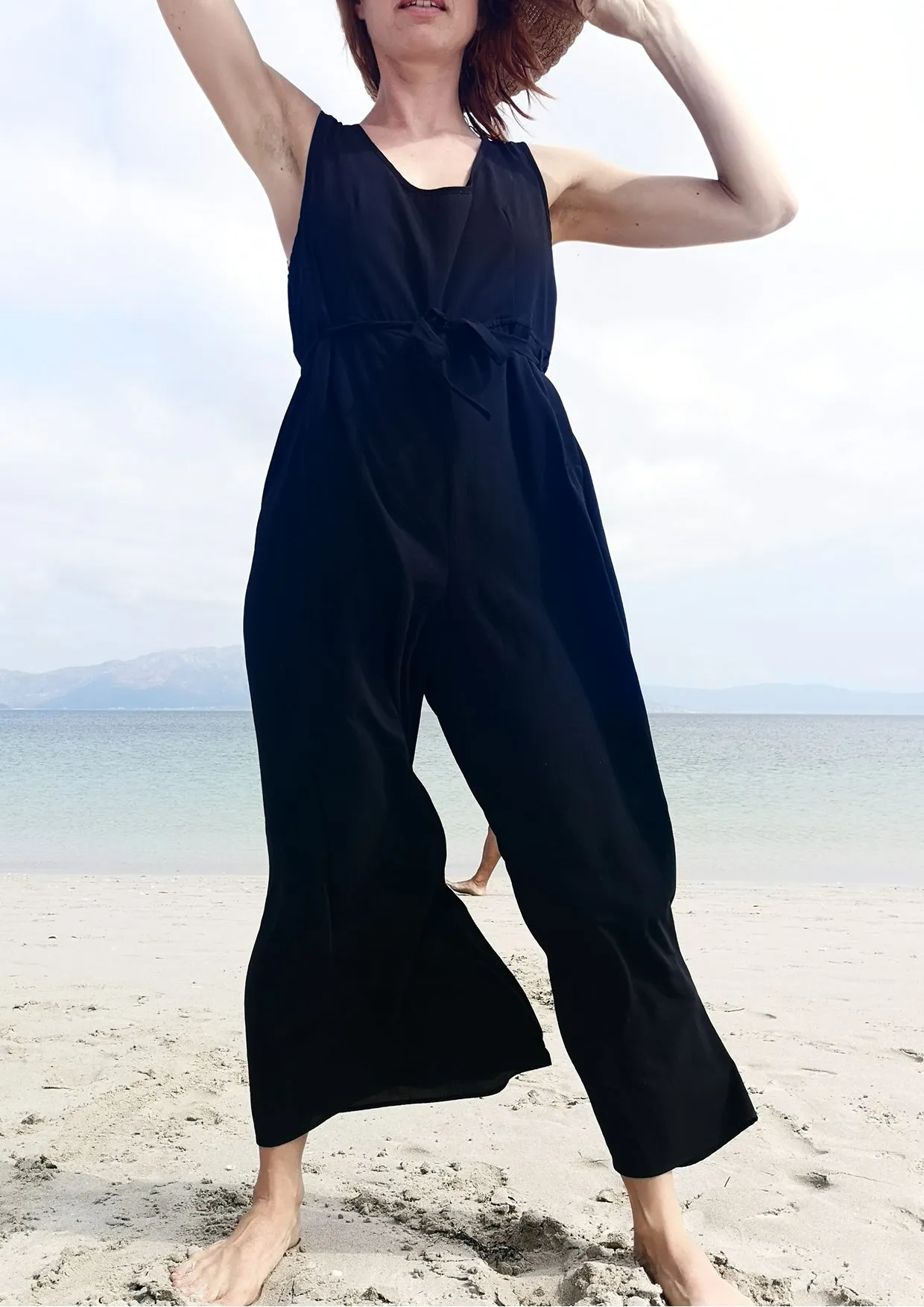 JUMPSUIT WIDE - black plain