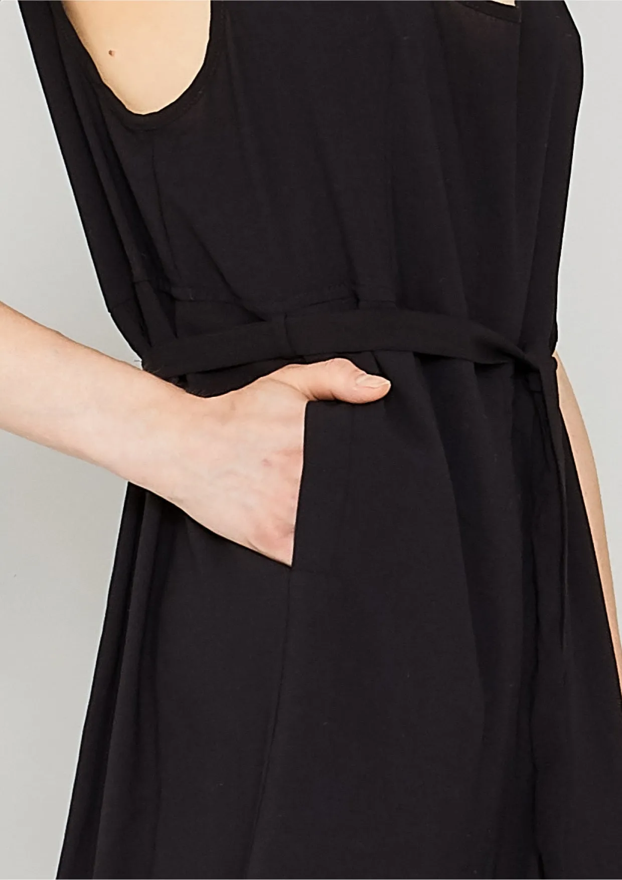 JUMPSUIT WIDE - black plain