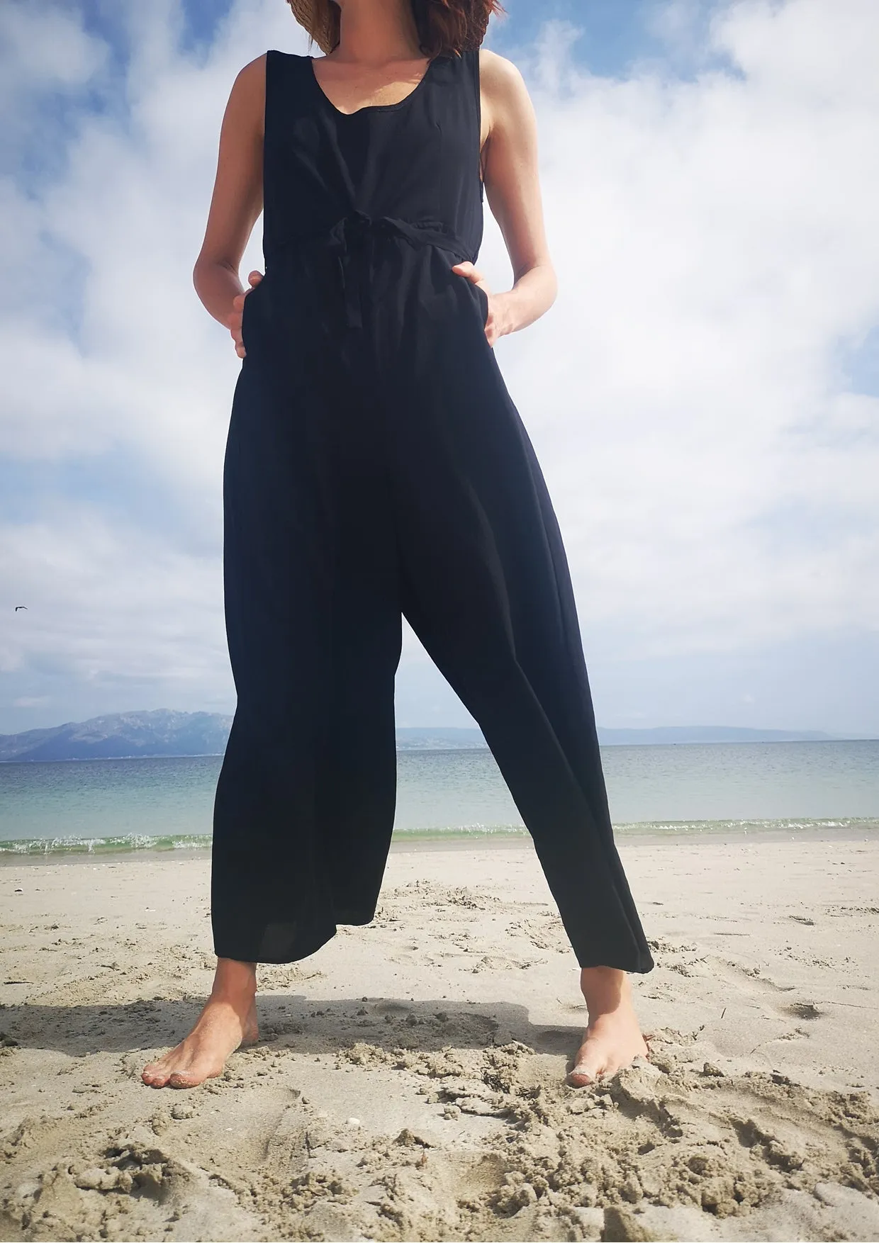 JUMPSUIT WIDE - black plain