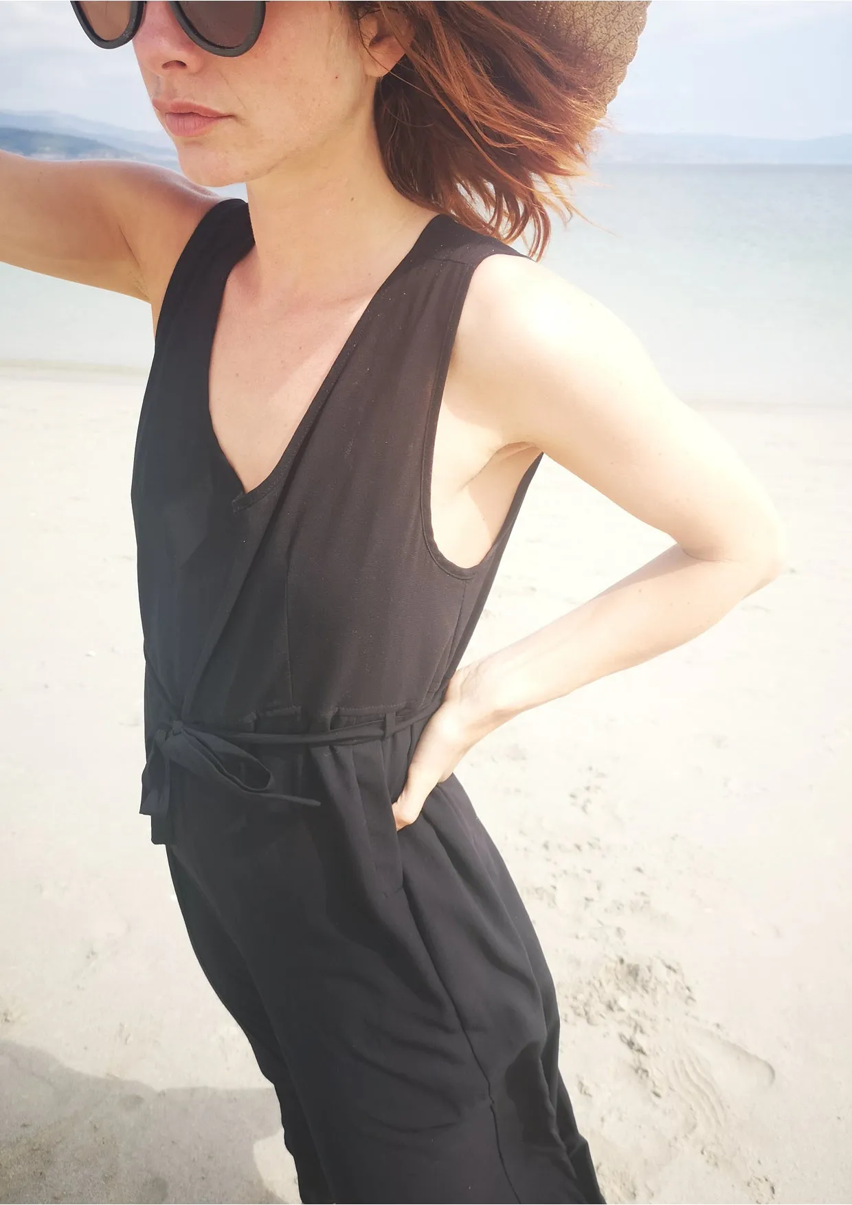 JUMPSUIT WIDE - black plain