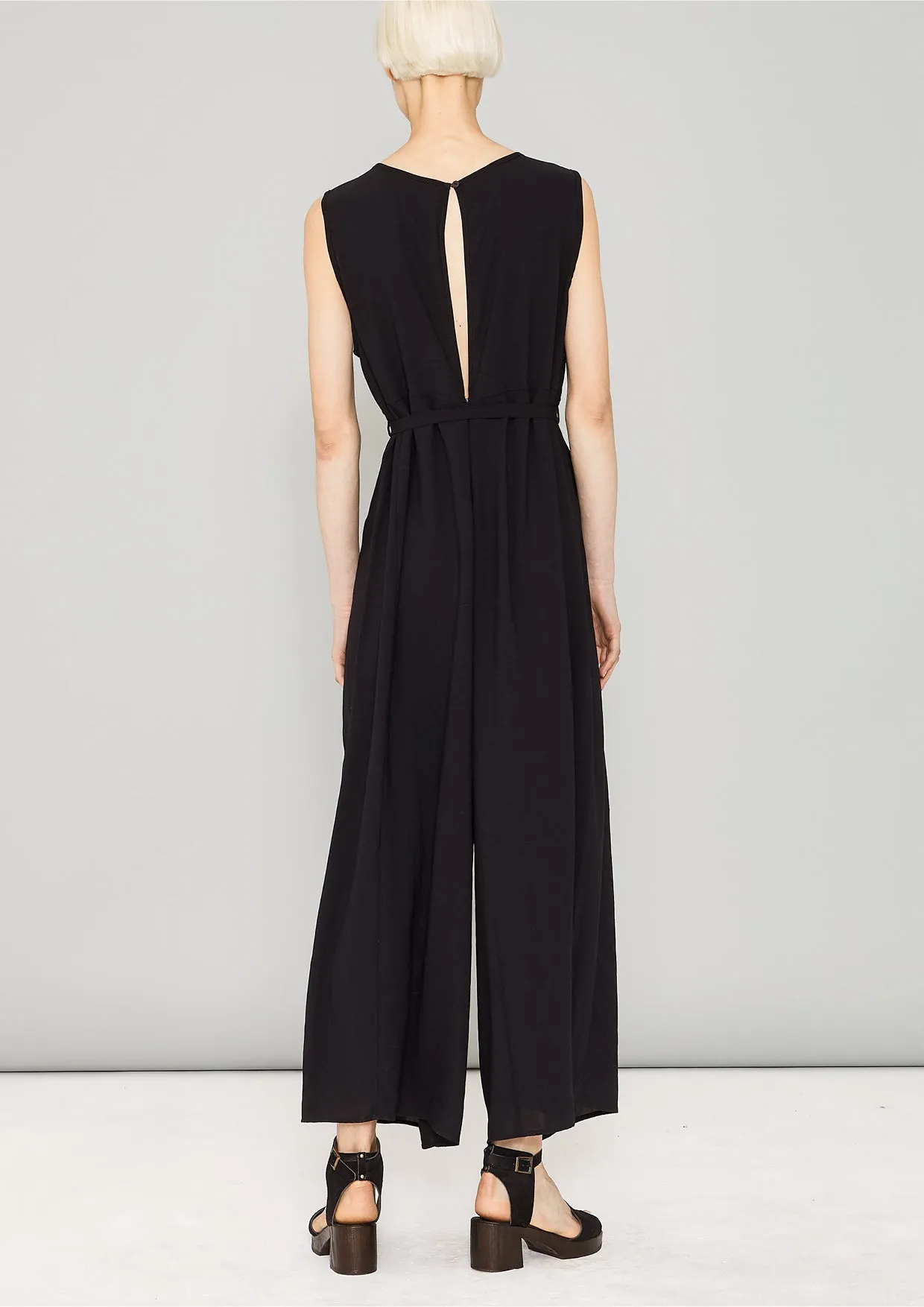 JUMPSUIT WIDE - black plain