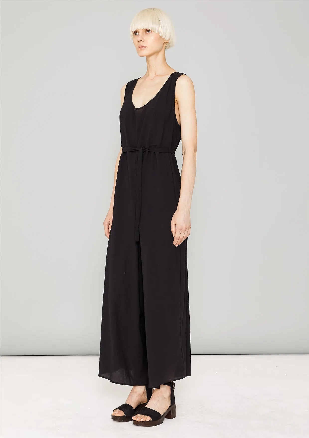 JUMPSUIT WIDE - black plain