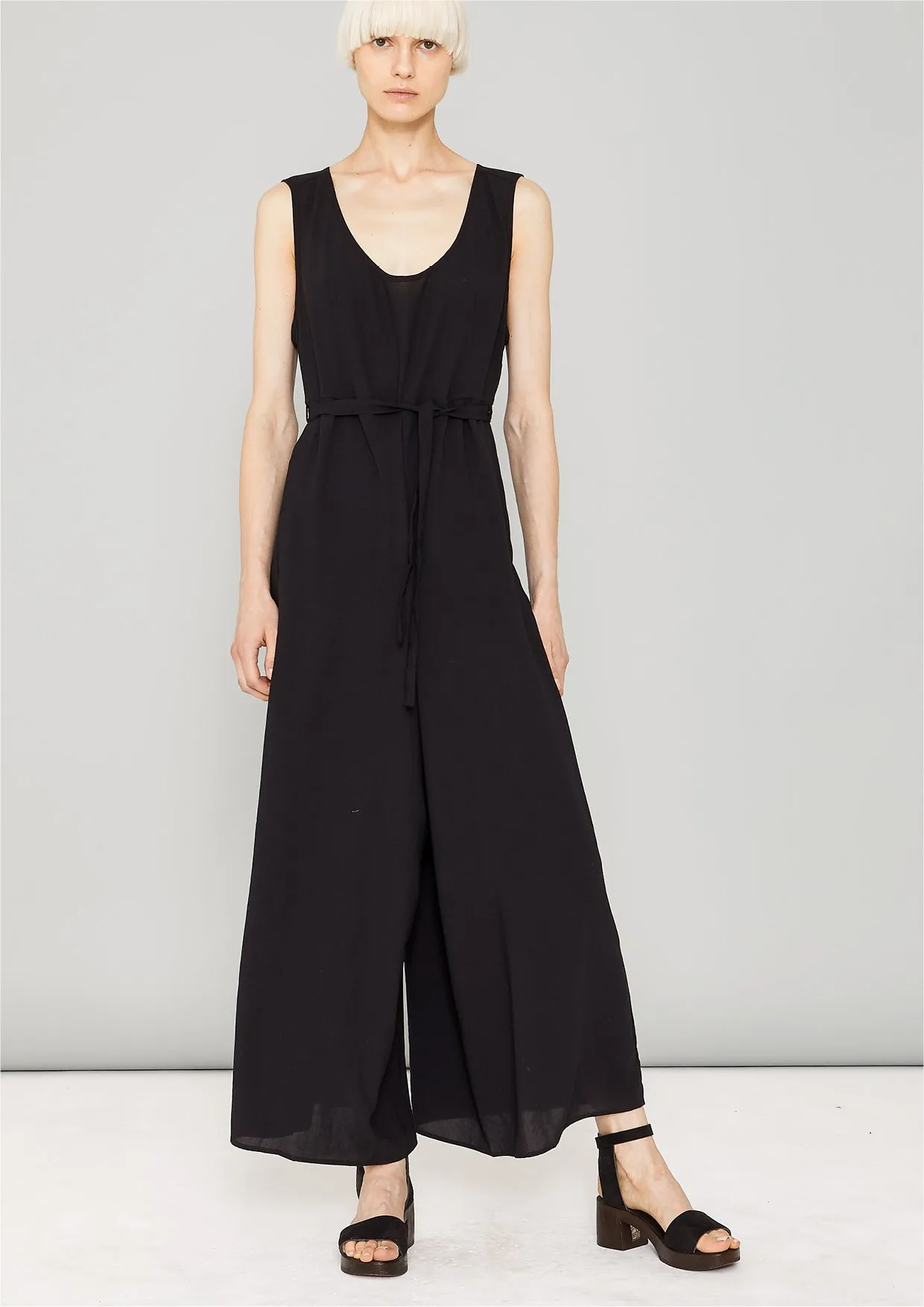 JUMPSUIT WIDE - black plain