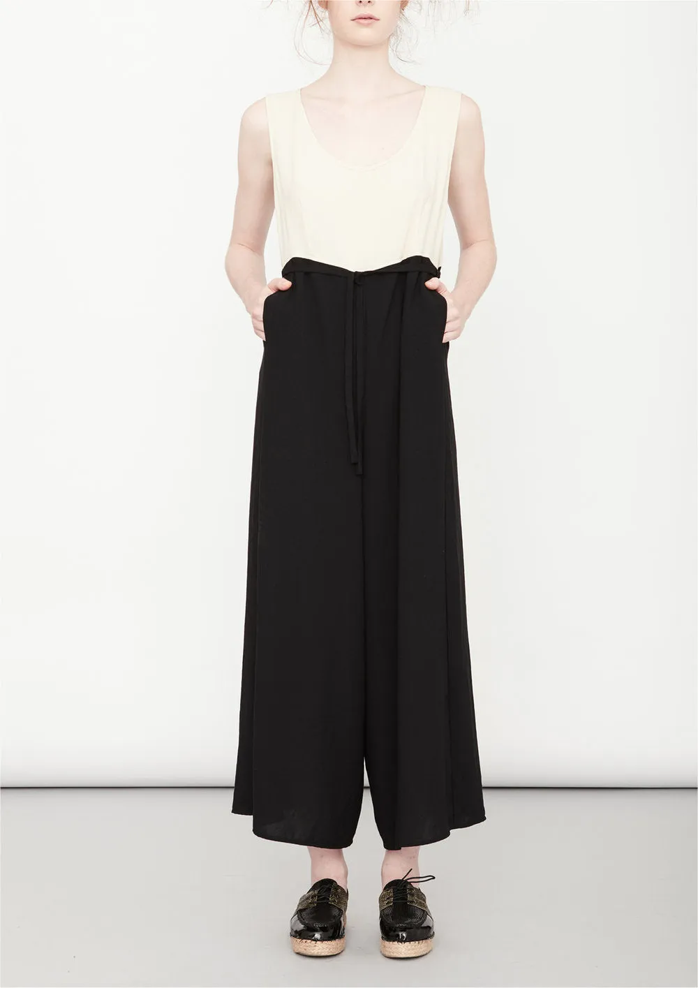 JUMPSUIT WIDE - black/creme